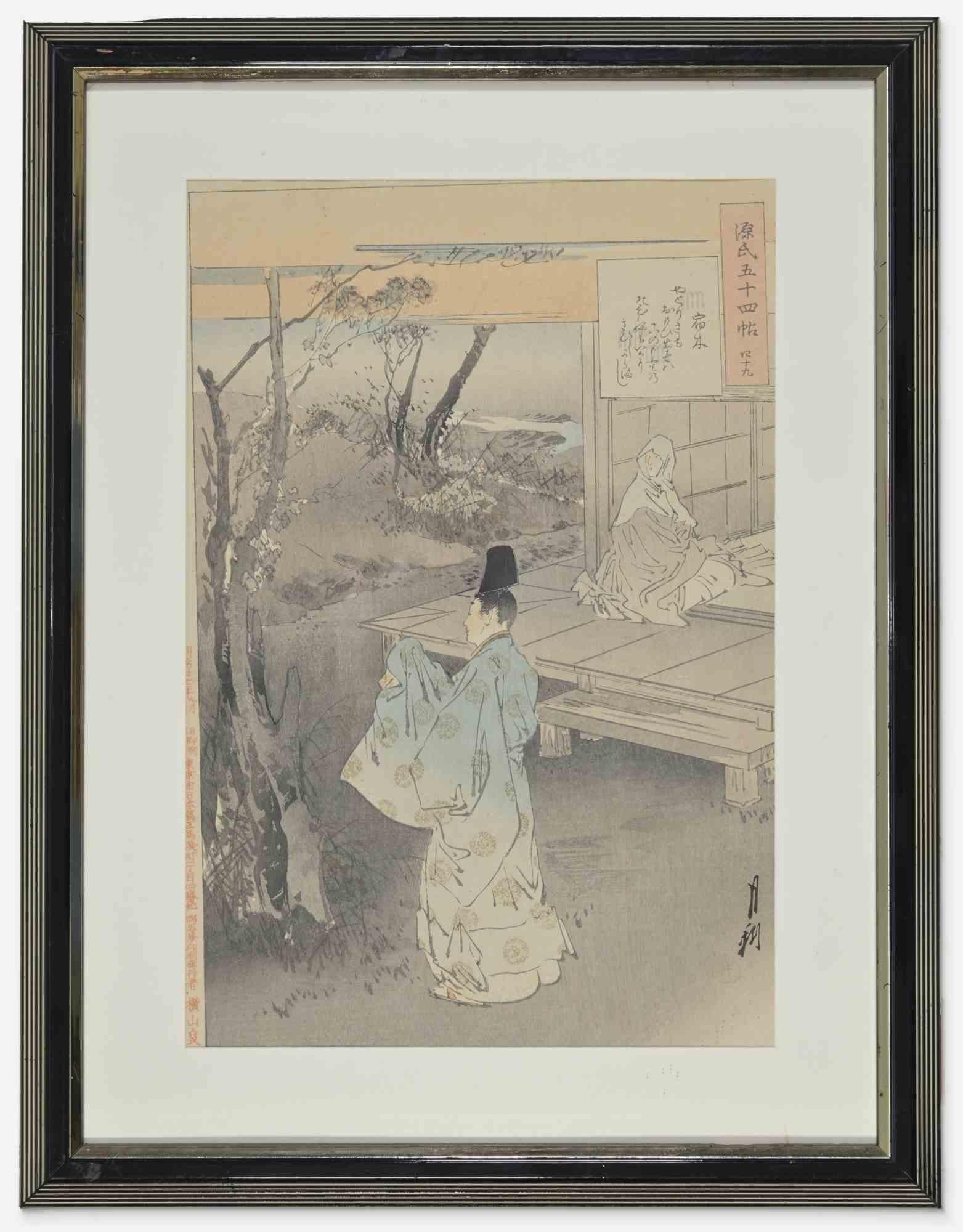 The temple is an artwork realized by Mizuno Toshikata (1866-1908).

Woodcut print, early 20th Century.

33 x 43 cm with frame.

Good conditions