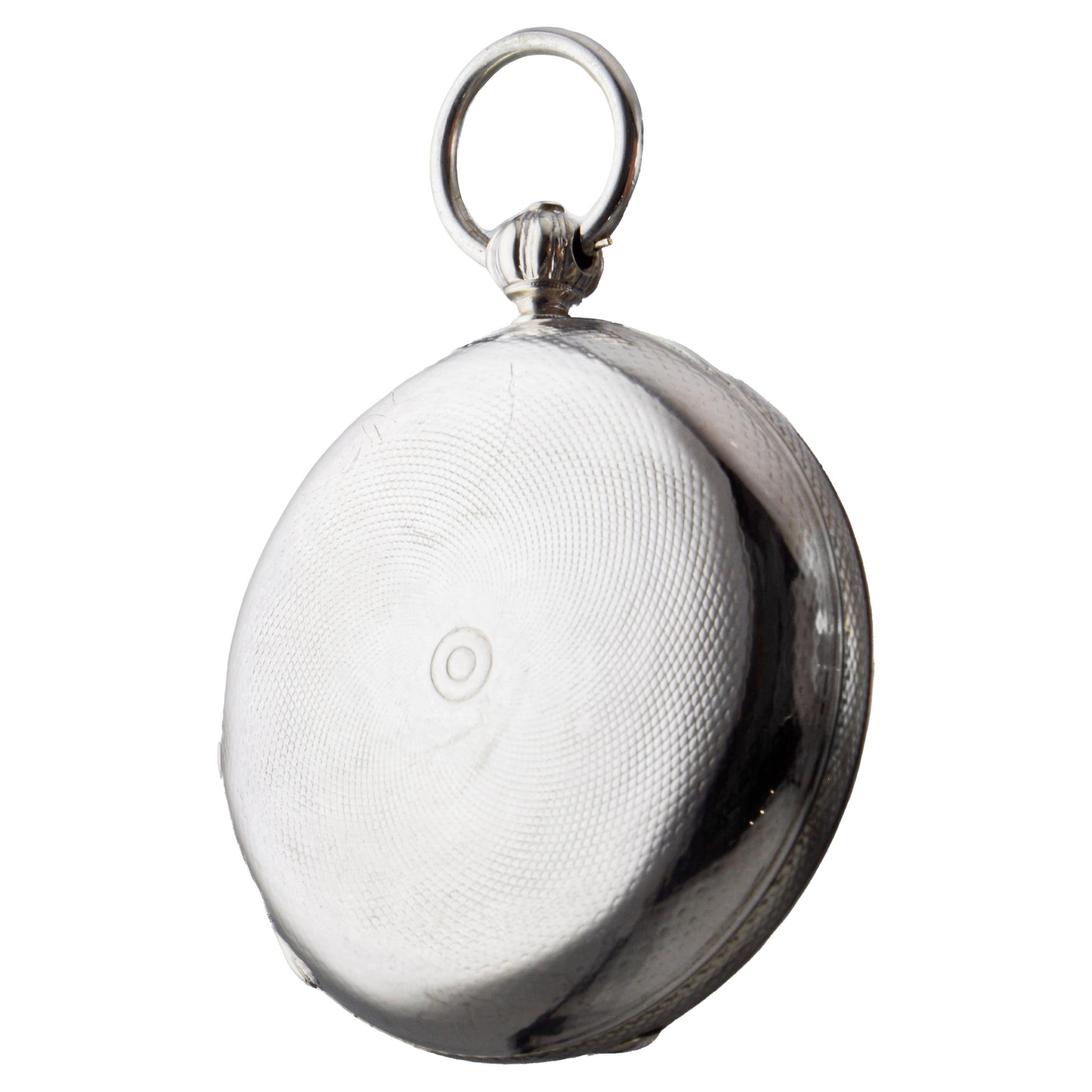 M.J Tobias Oversized Silver Key Wind Pocket Watch circa 1840's For Sale 6
