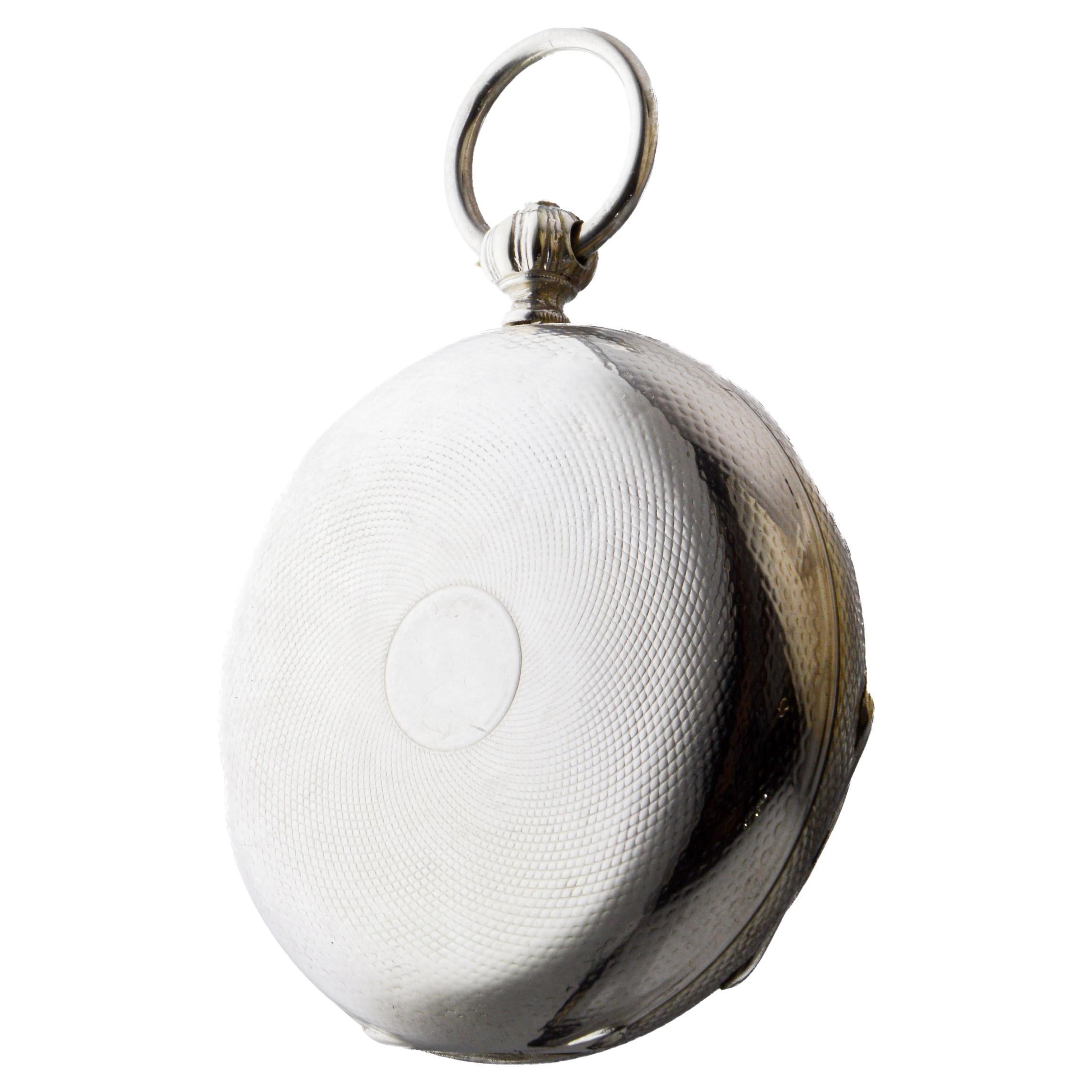 M.J Tobias Oversized Silver Key Wind Pocket Watch circa 1840's For Sale 7