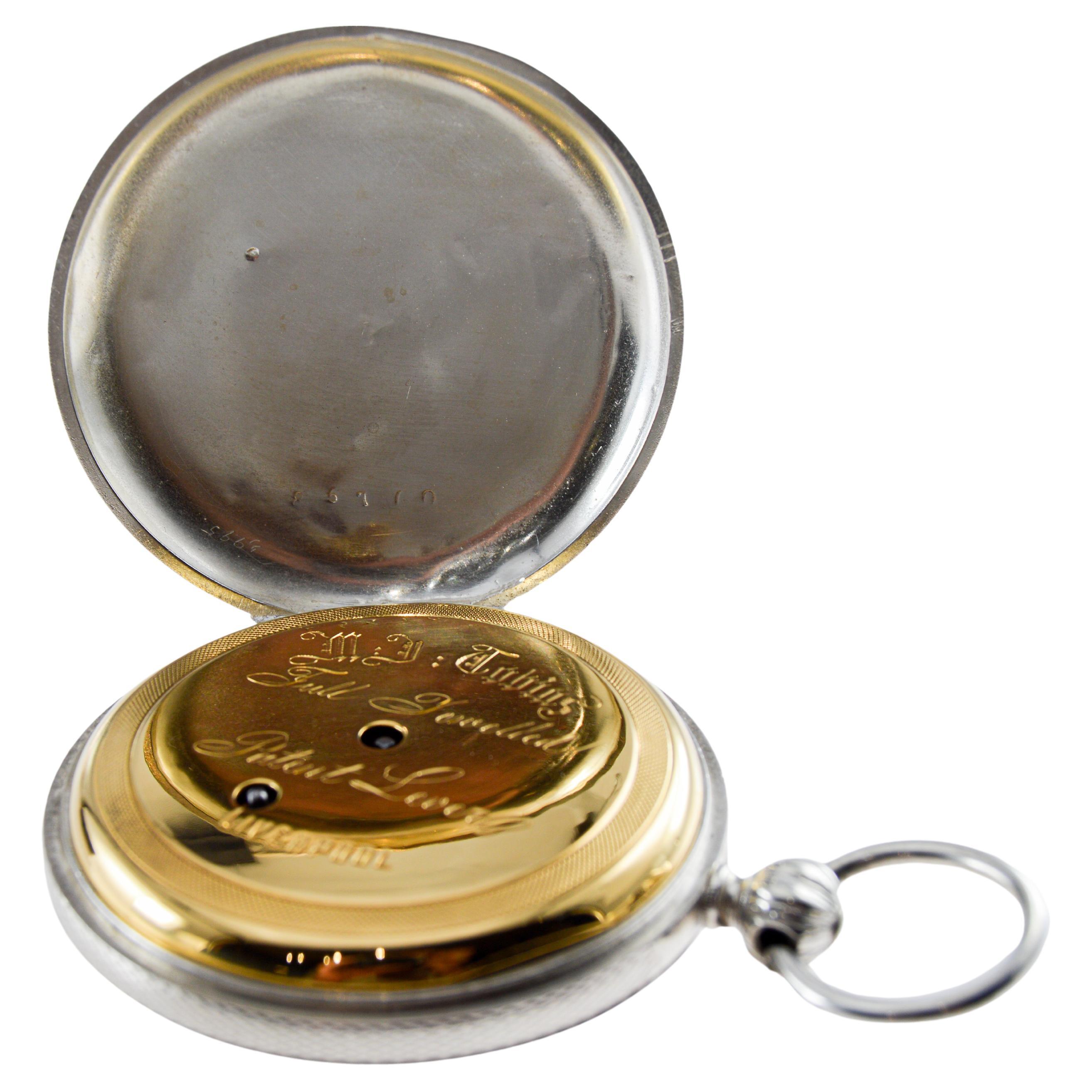 M.J Tobias Oversized Silver Key Wind Pocket Watch circa 1840's For Sale 9