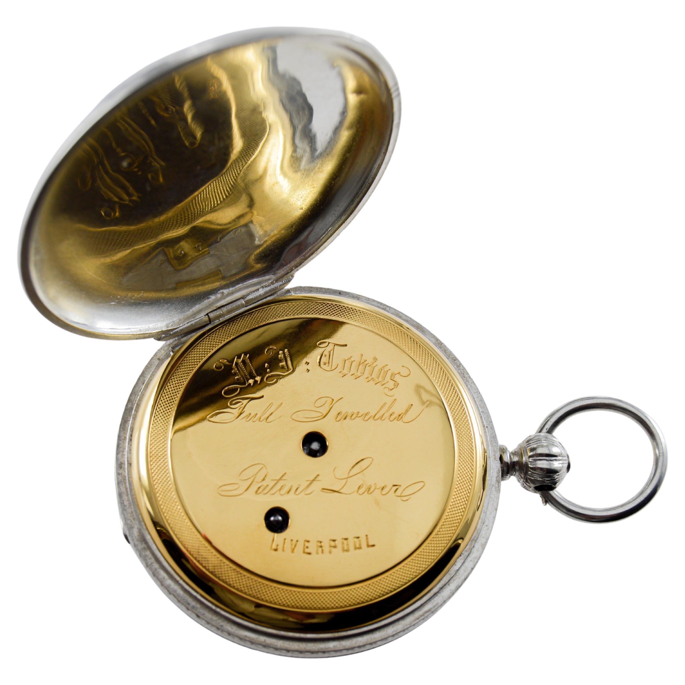 M.J Tobias Oversized Silver Key Wind Pocket Watch circa 1840's For Sale 11
