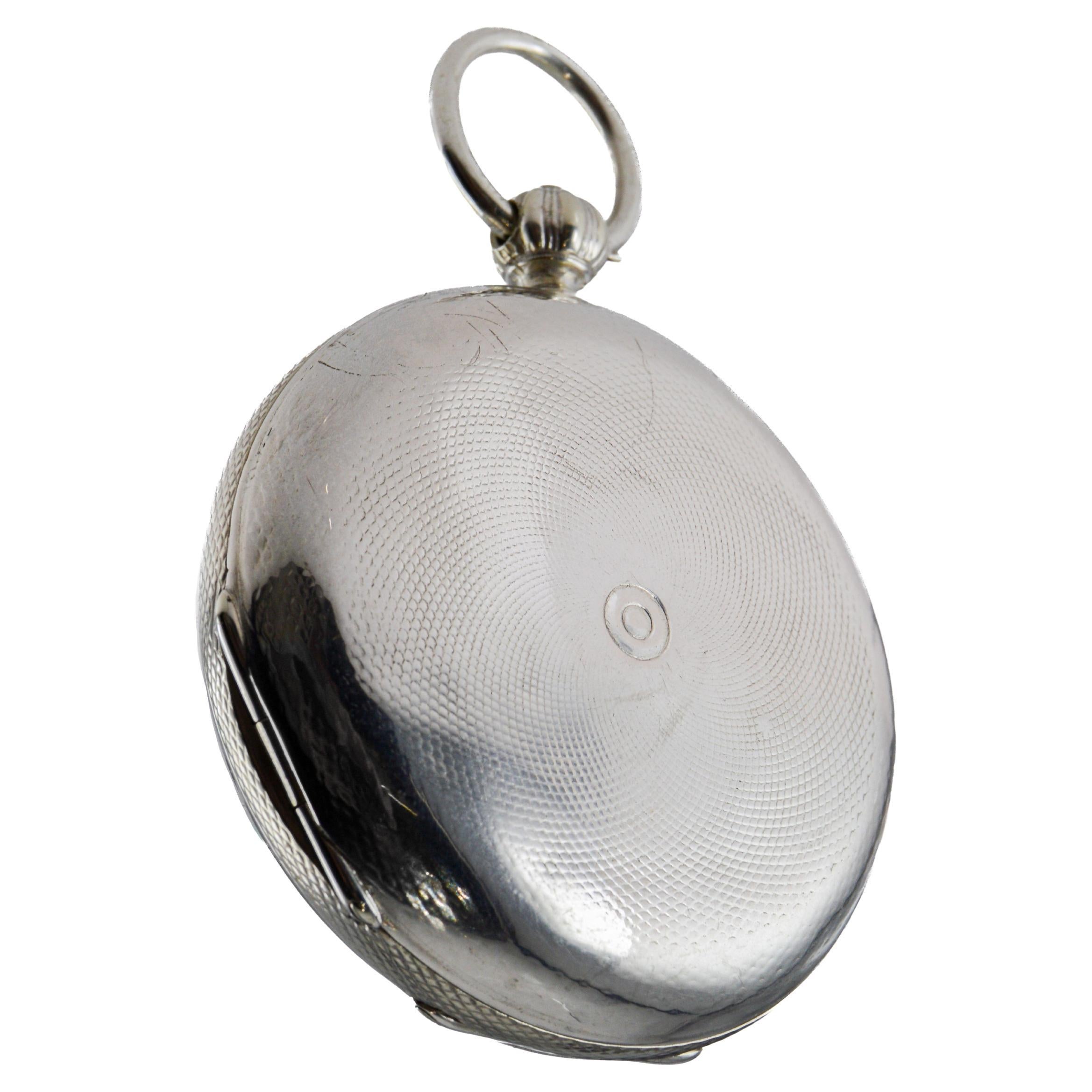 M.J Tobias Oversized Silver Key Wind Pocket Watch circa 1840's For Sale 2