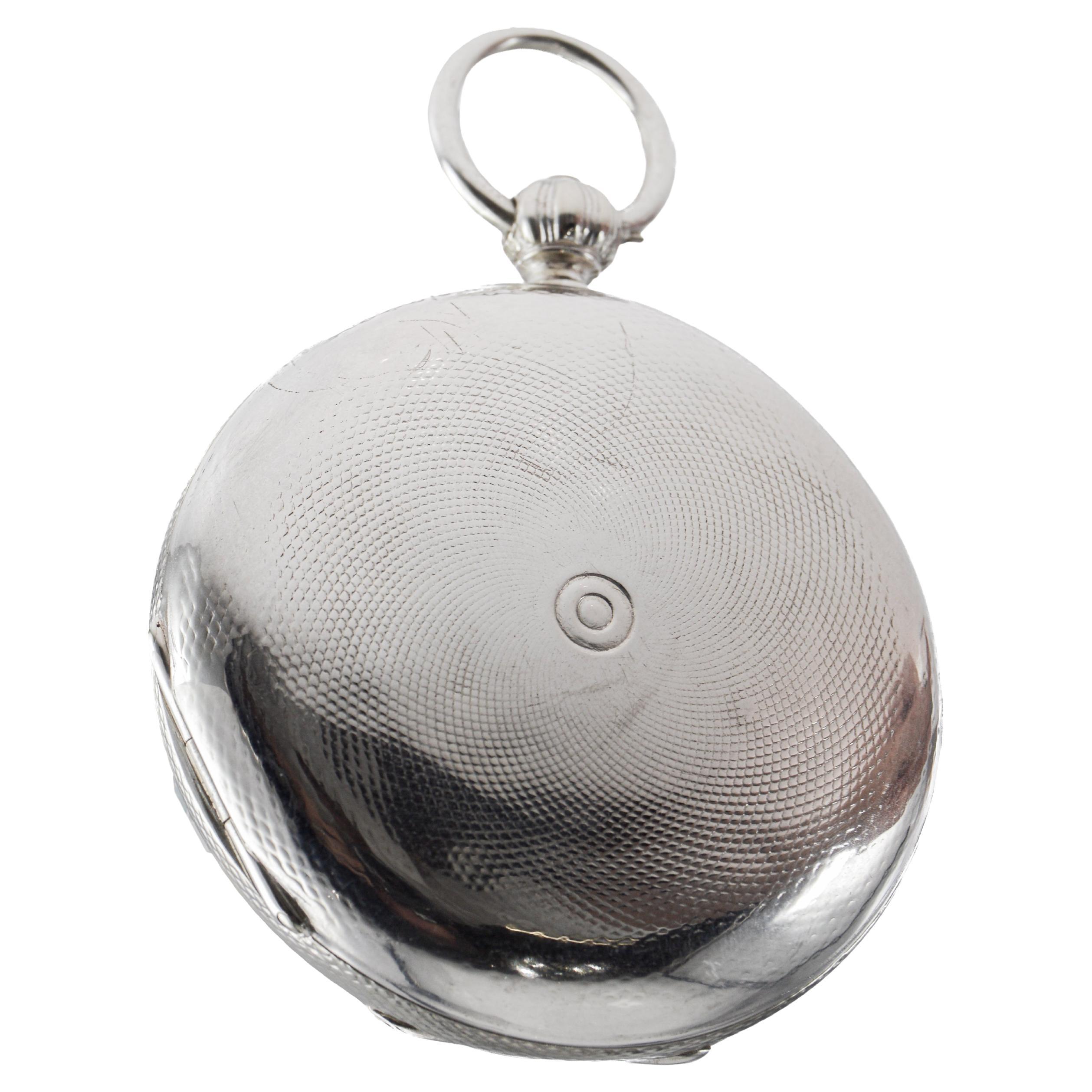 M.J Tobias Oversized Silver Key Wind Pocket Watch circa 1840's For Sale 3