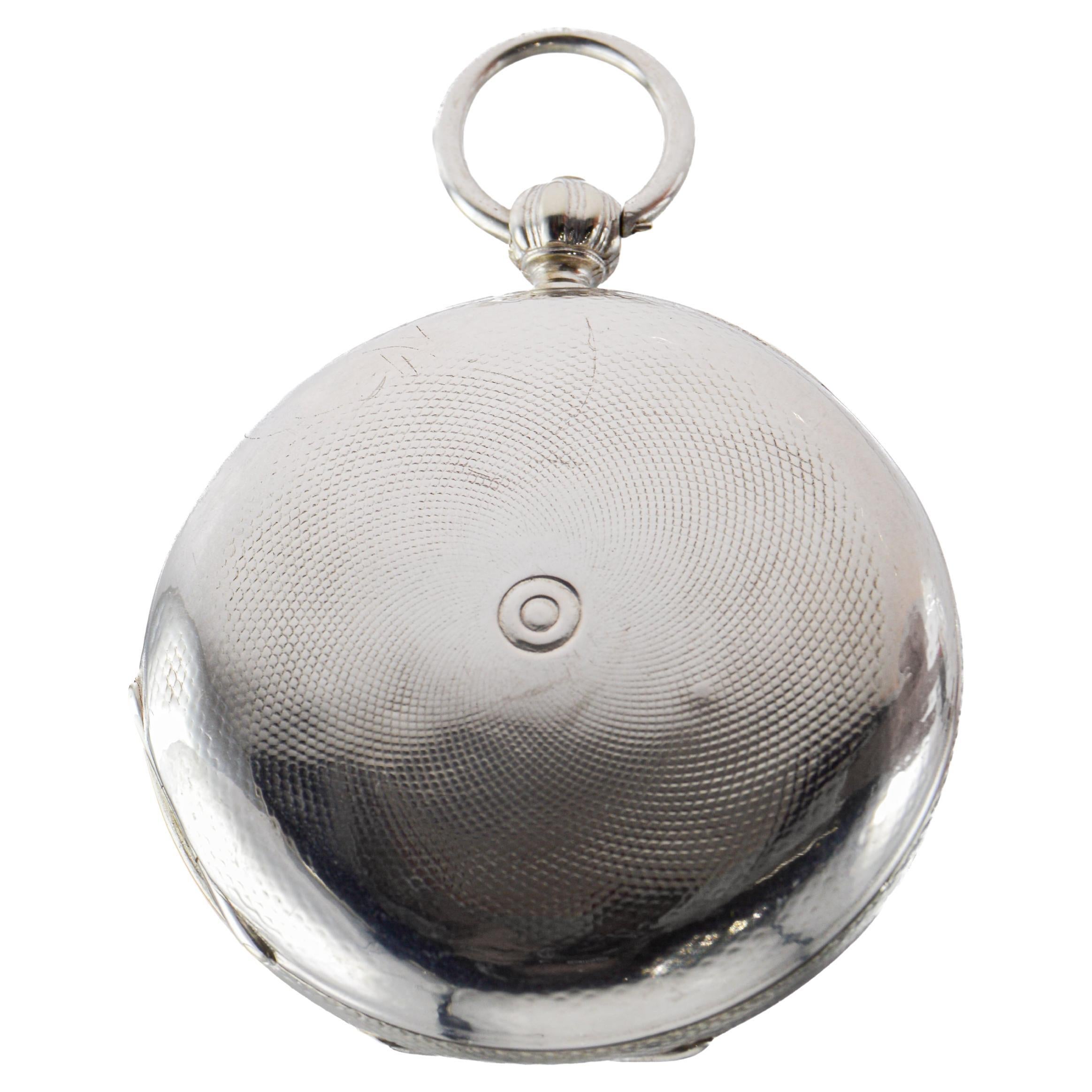 M.J Tobias Oversized Silver Key Wind Pocket Watch circa 1840's For Sale 4