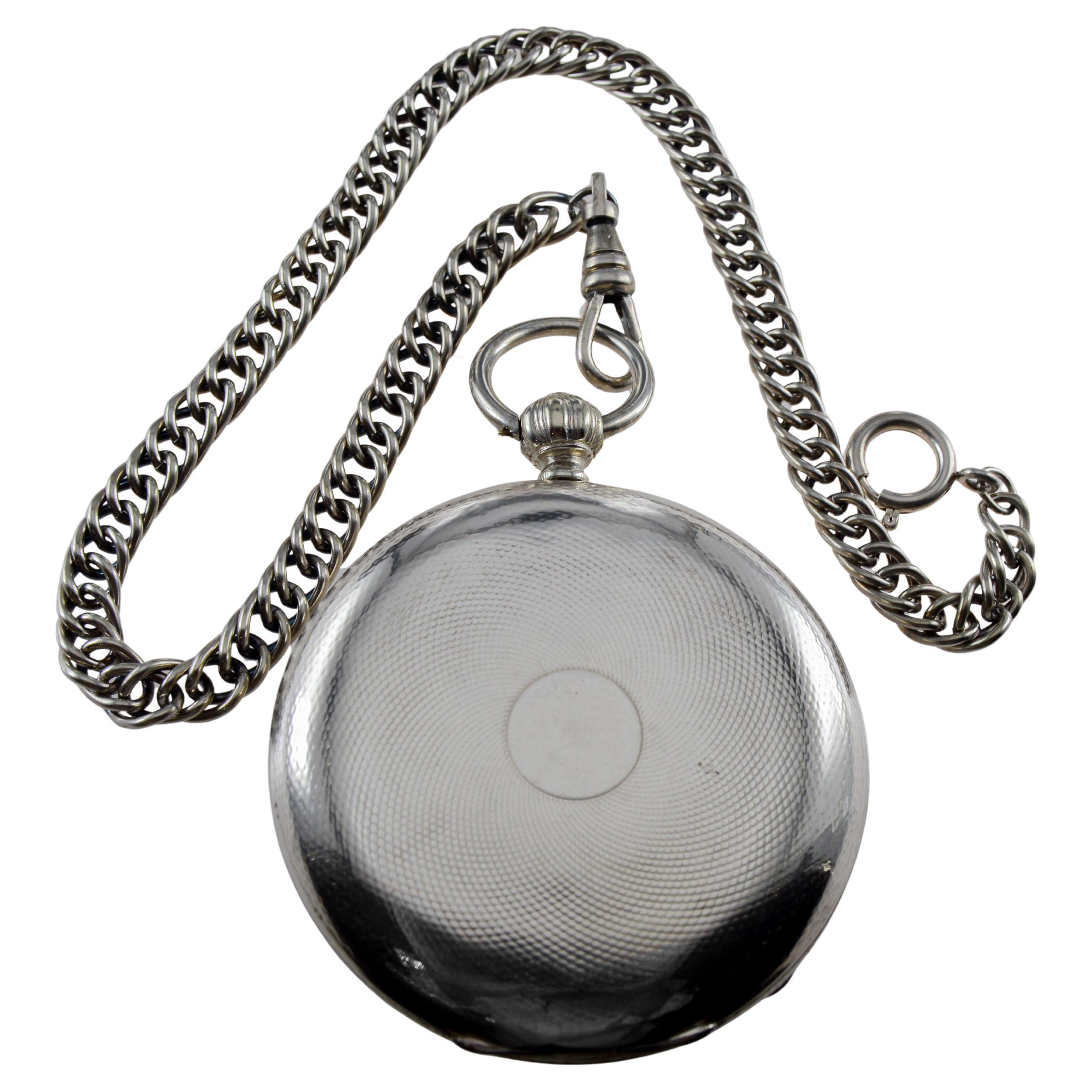 M.J Tobias Oversized Silver Key Wind Pocket Watch circa 1840's For Sale