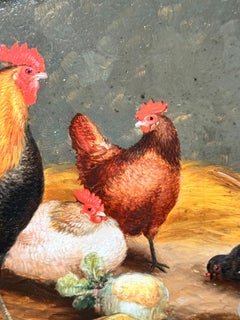 19th century Hen house interior with cockerel, chickens