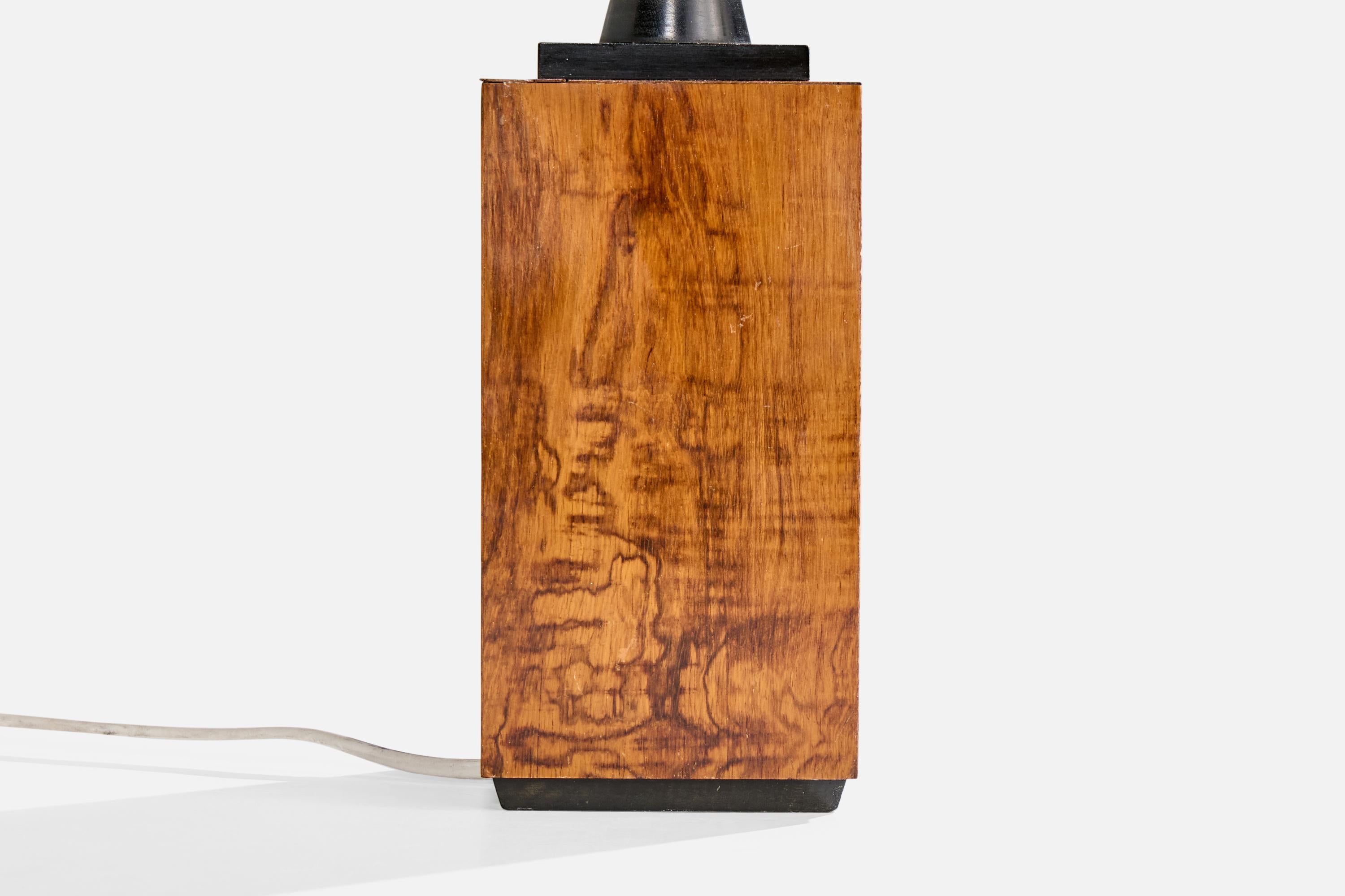Mjölby Intarsia Attribution, Tischlampe, Holz, Bakelit, Schweden, 1940er Jahre im Angebot 4