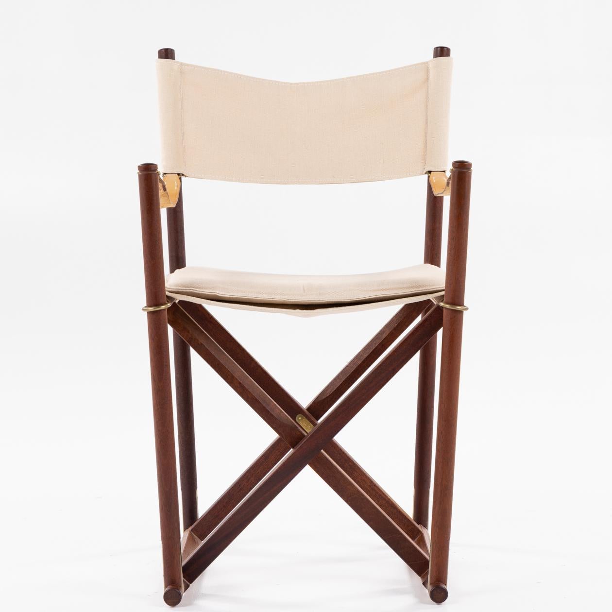 MK 16 - Set of 6 instructor/folding chairs in mahogany and canvas with brass details.  Mogens Koch / Rud. Rasmussen.