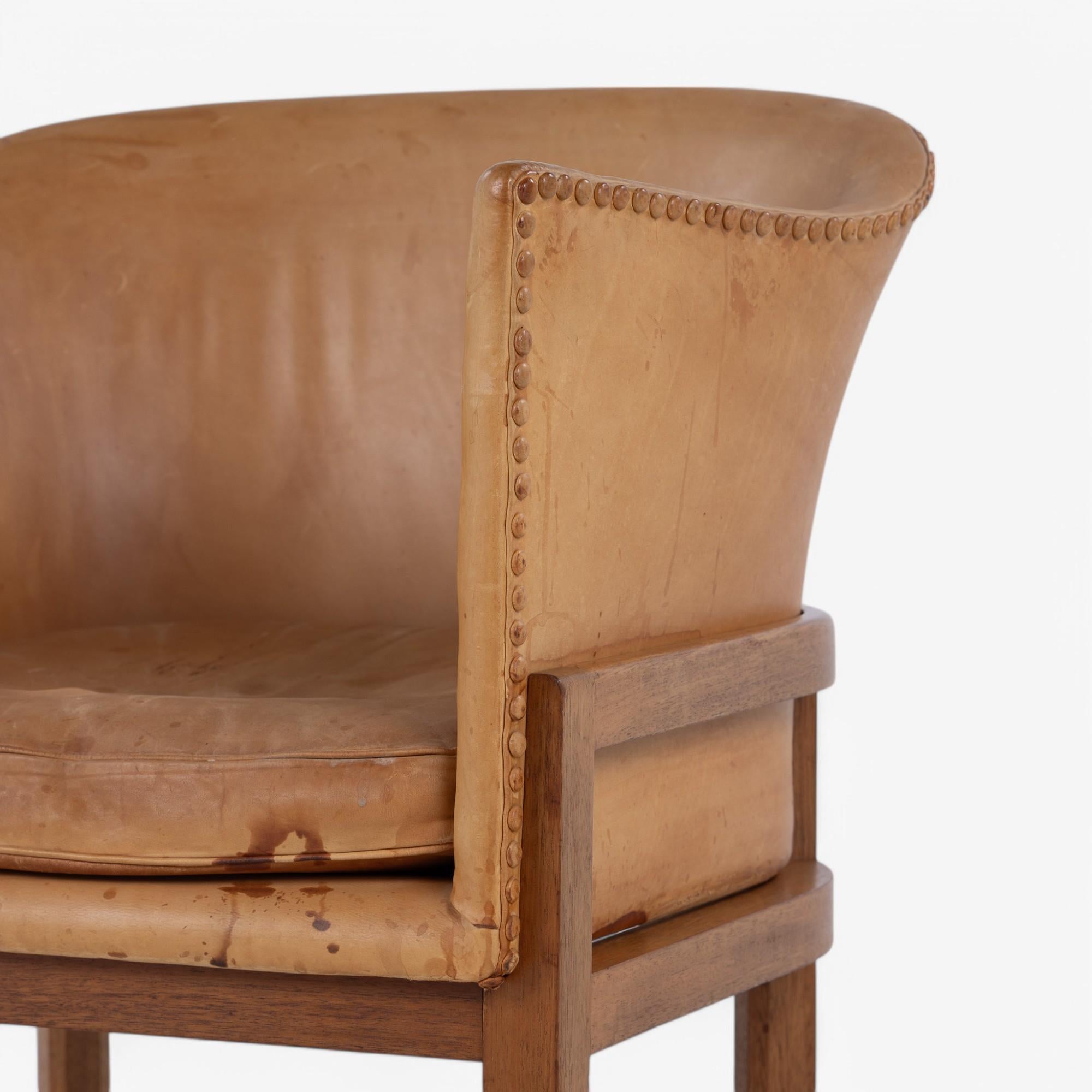 MK 51 - 'Fireplace Chair' in mahogany by Mogens Koch In Good Condition For Sale In Copenhagen, DK
