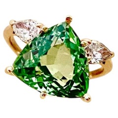 Mkchael Kneebone Mint Garnet Pear Shaped Moissanite Three Stone Ring
