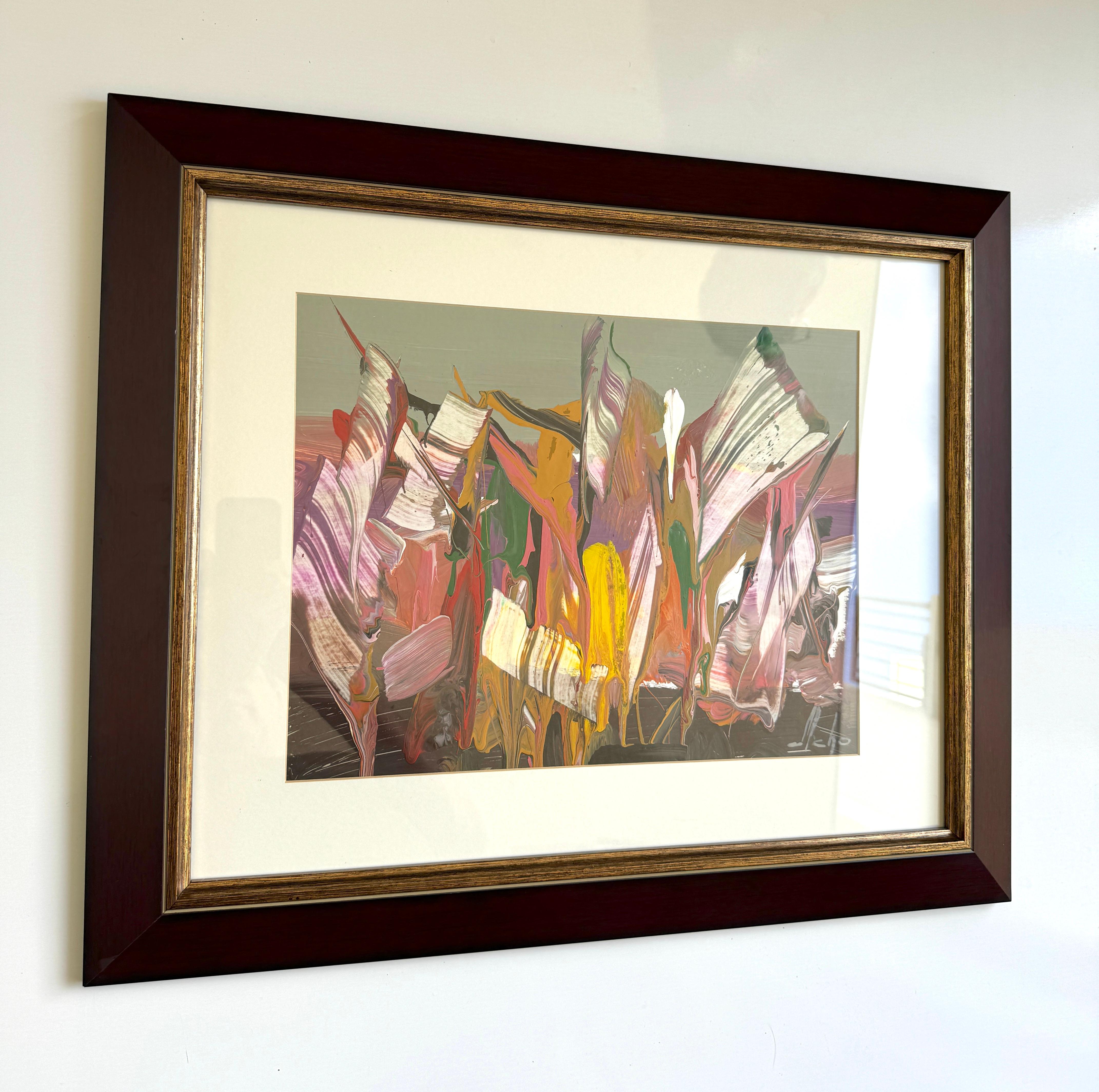 Cambiador de Dinero,  Arte Abstracto Pintura Original, Papel Acrílico, Enmarcado - Painting Impresionista de Mkrtich Sarkisyan (Mcho)