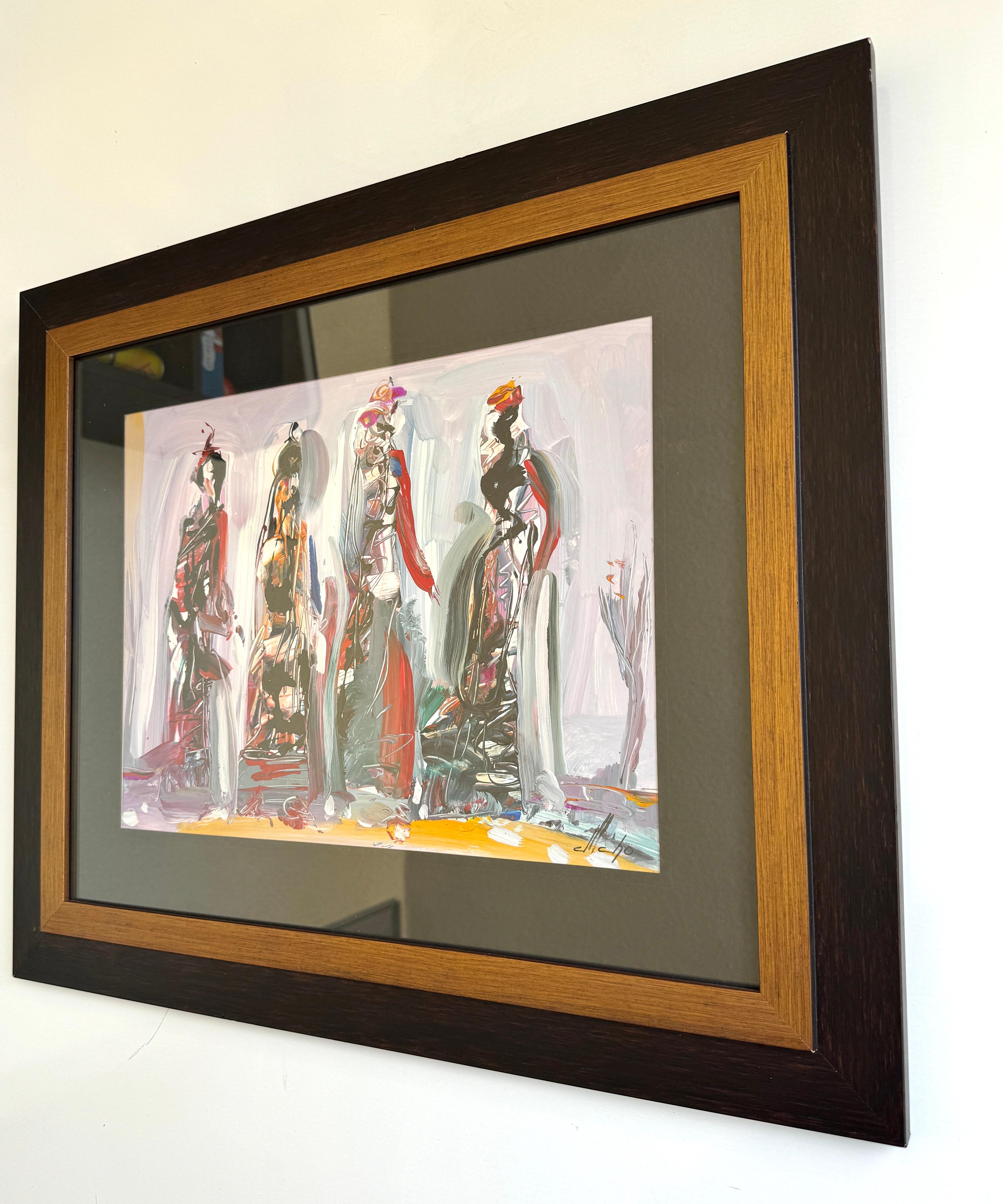 My Story, Abstract Original Painting, Acrylic Paper, Framed For Sale 1