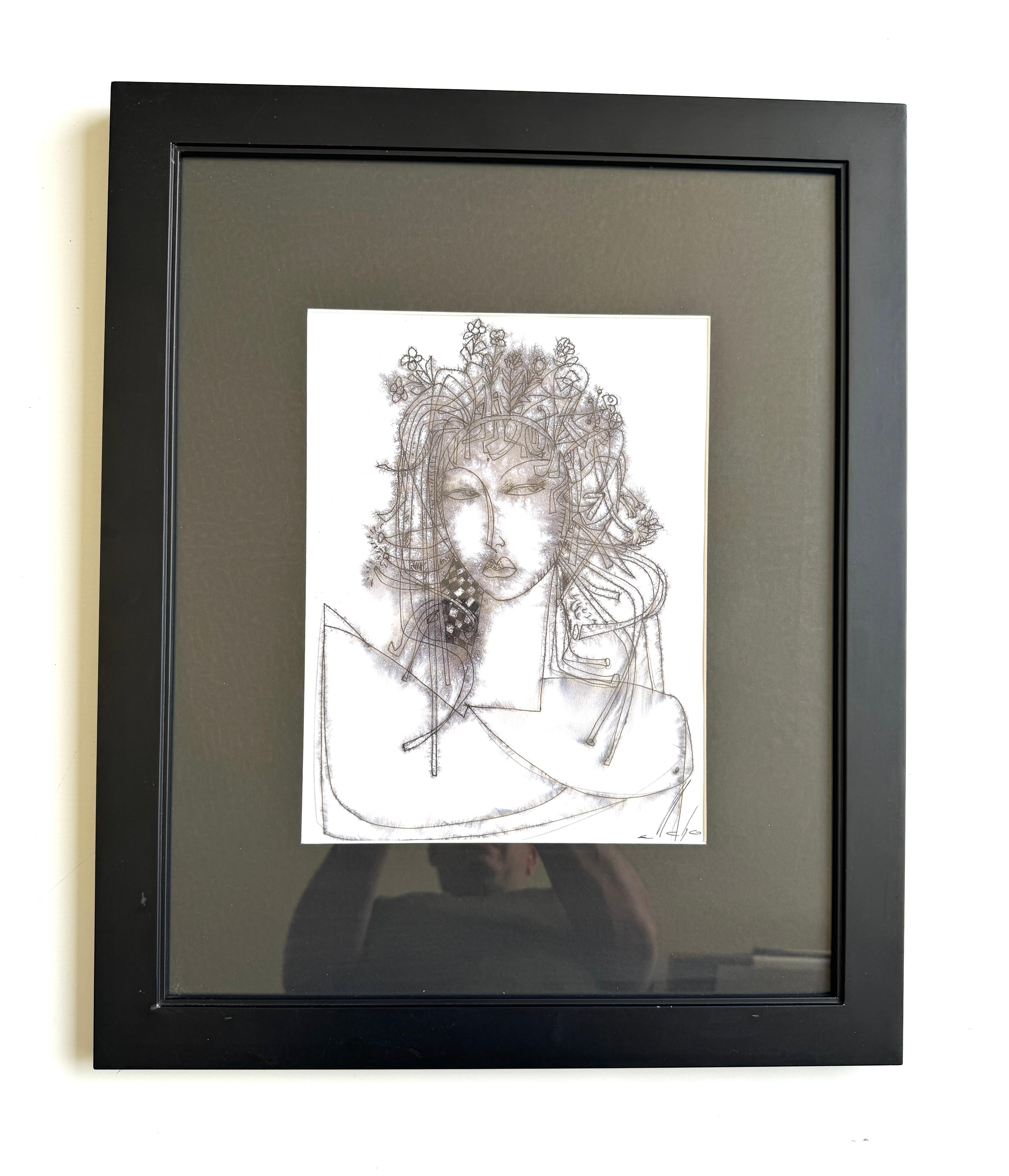 Artist: Mkrtich Sarkisyan (Mcho)
Work: Original Painting, Handmade Artwork, One of a Kind 
Medium: Ink on Paper 
Year: 2023
Style: Abstract Art
Title: Portrait
Size: 13