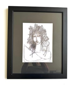 Portrait, Original Painting, Ink Paper, Framed
