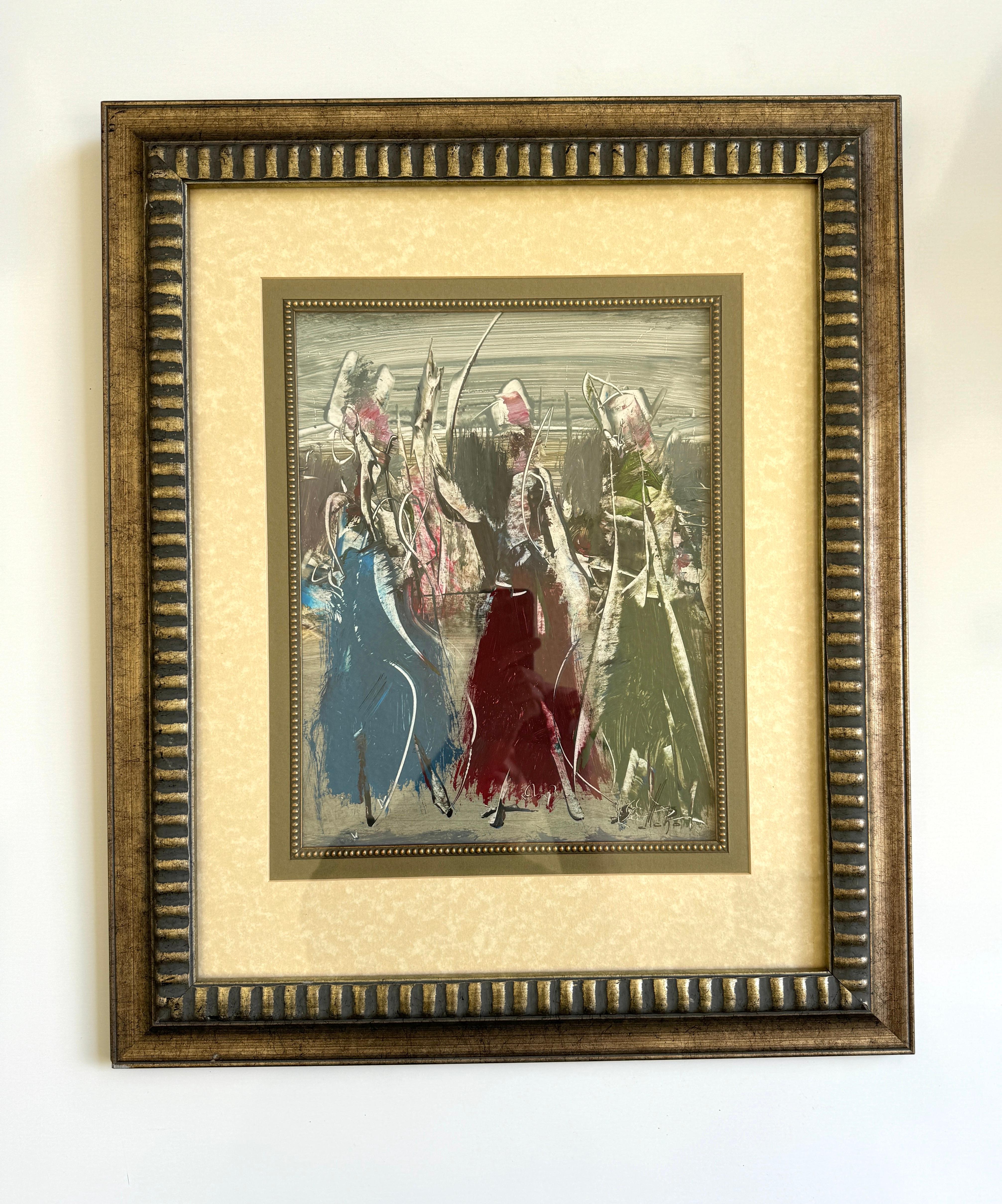 The Audience, Abstract Original Painting, Acrylic Paper (Grau), Abstract Painting, von Mkrtich Sarkisyan (Mcho)