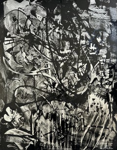 The Weight Of Black, peinture originale abstraite, papier acrylique