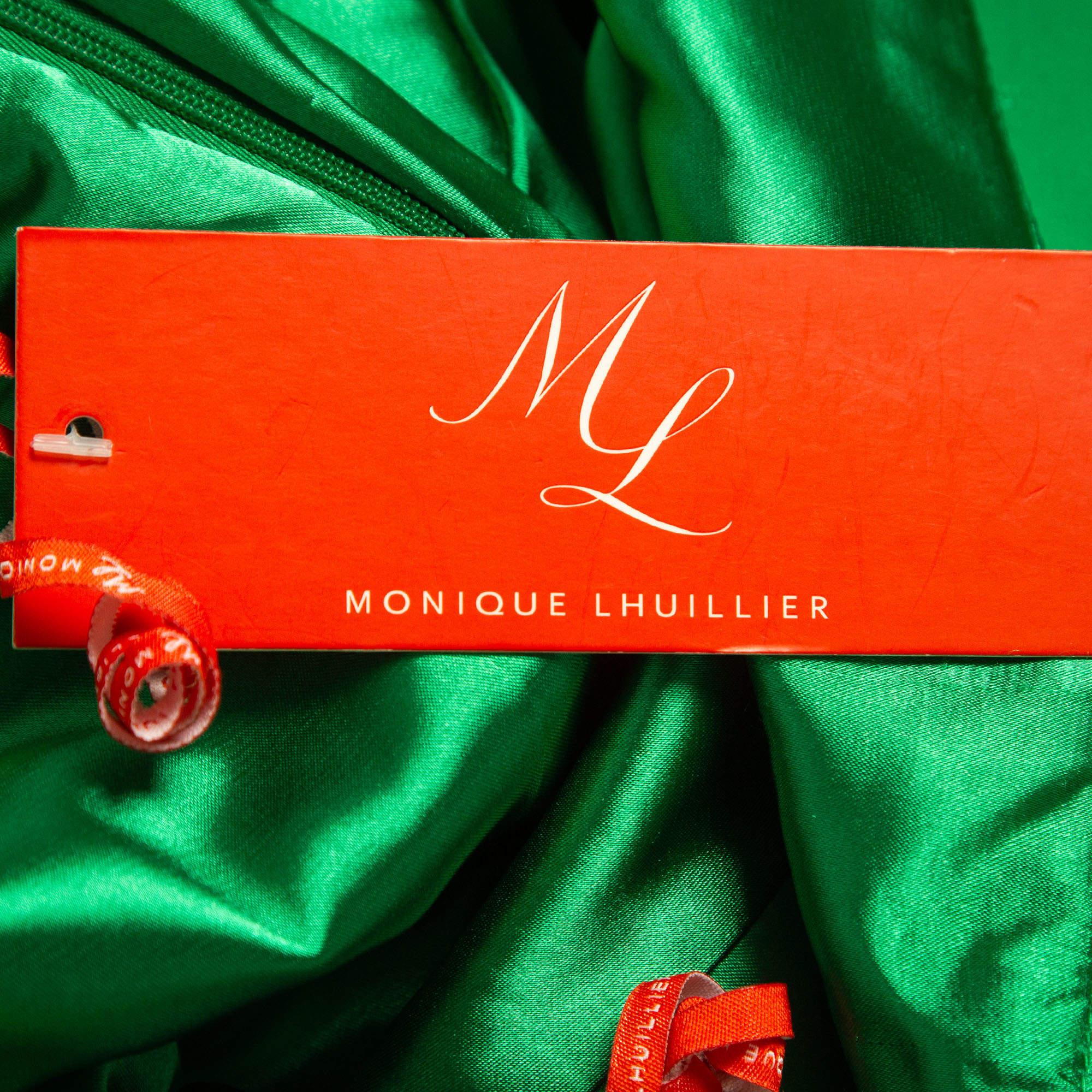 ML by Monique Lhuillier Green Crepe Ruffled Long Dress M 1