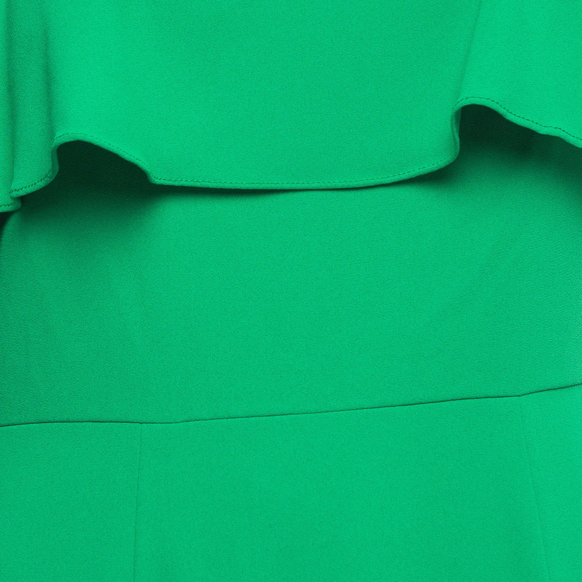 ML by Monique Lhuillier Green Crepe Ruffled Long Dress M 2