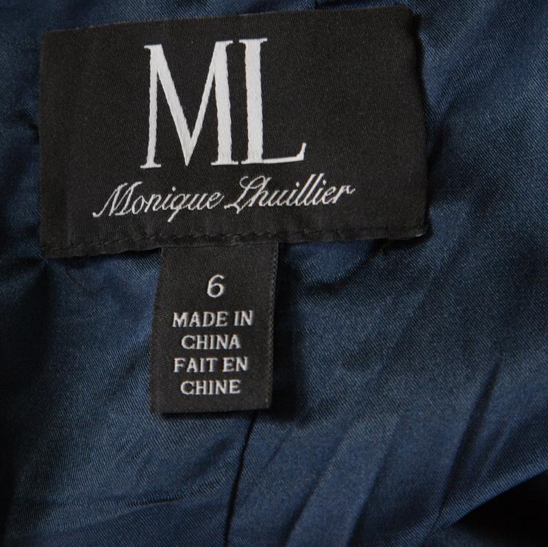 Black ML by Monique Lhuillier Navy Blue Lace Diamond Back Cap Sleeve Sheath Dress M
