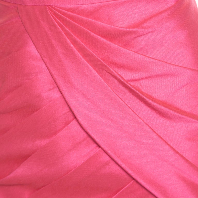 ML by Monique Lhuillier Pink Draped Strapless Faille Gown L at 1stDibs