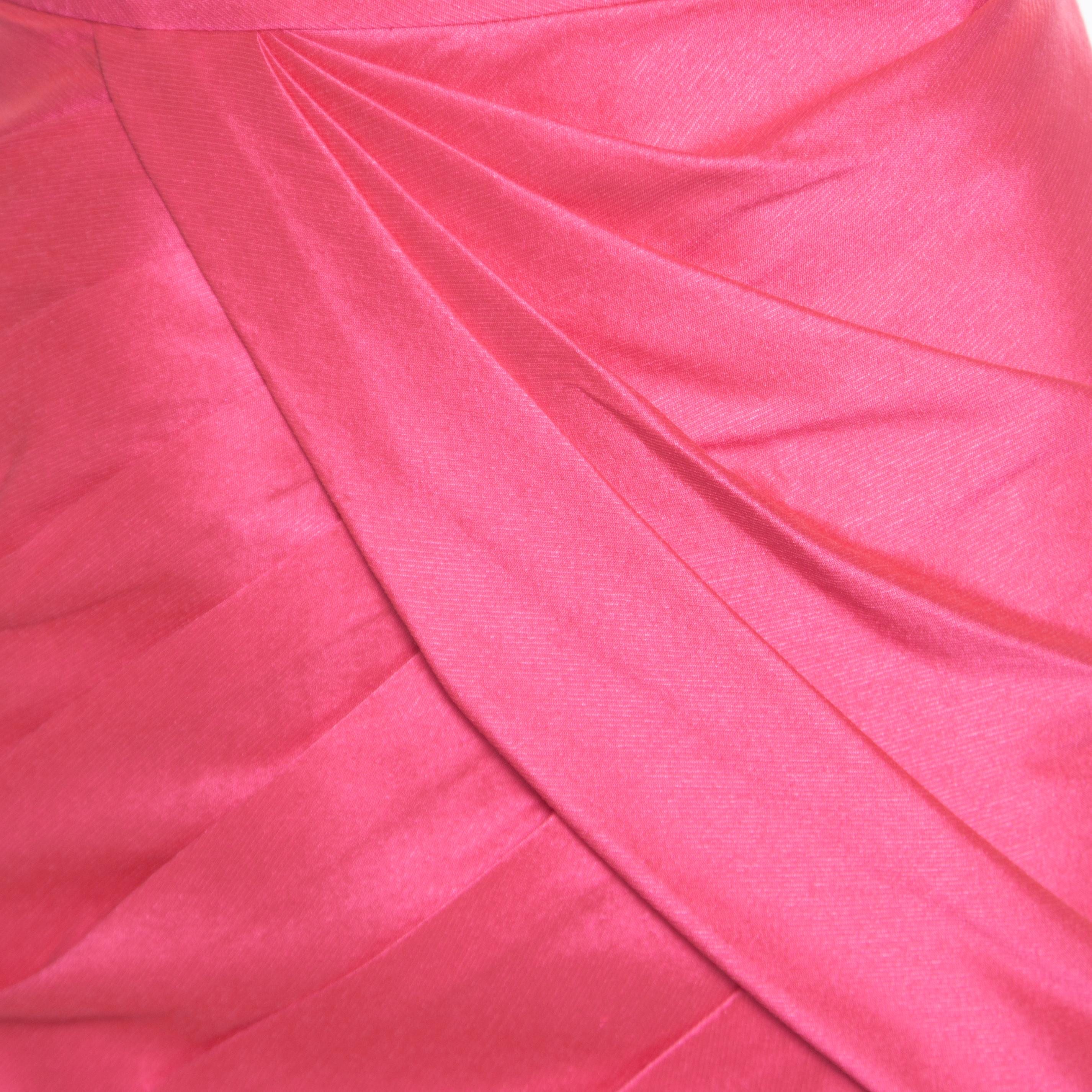 Women's ML by Monique Lhuillier Pink Draped Strapless Faille Gown L