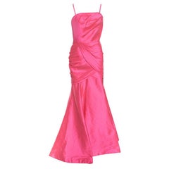 ML by Monique Lhuillier Pink Draped Strapless Faille Gown L