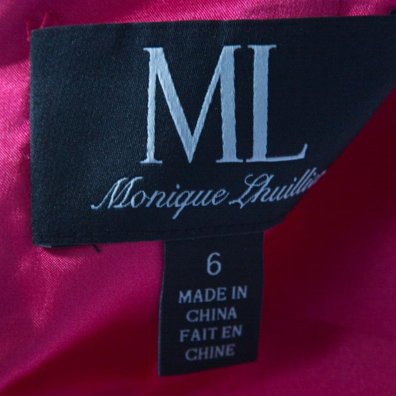 Women's ML by Monique Lhuillier Pink Floral Lace Trim Cut Out Back Detail Dress M