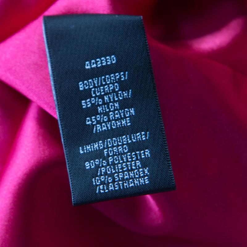 ML by Monique Lhuillier Pink Floral Lace Trim Cut Out Back Detail Dress M 1