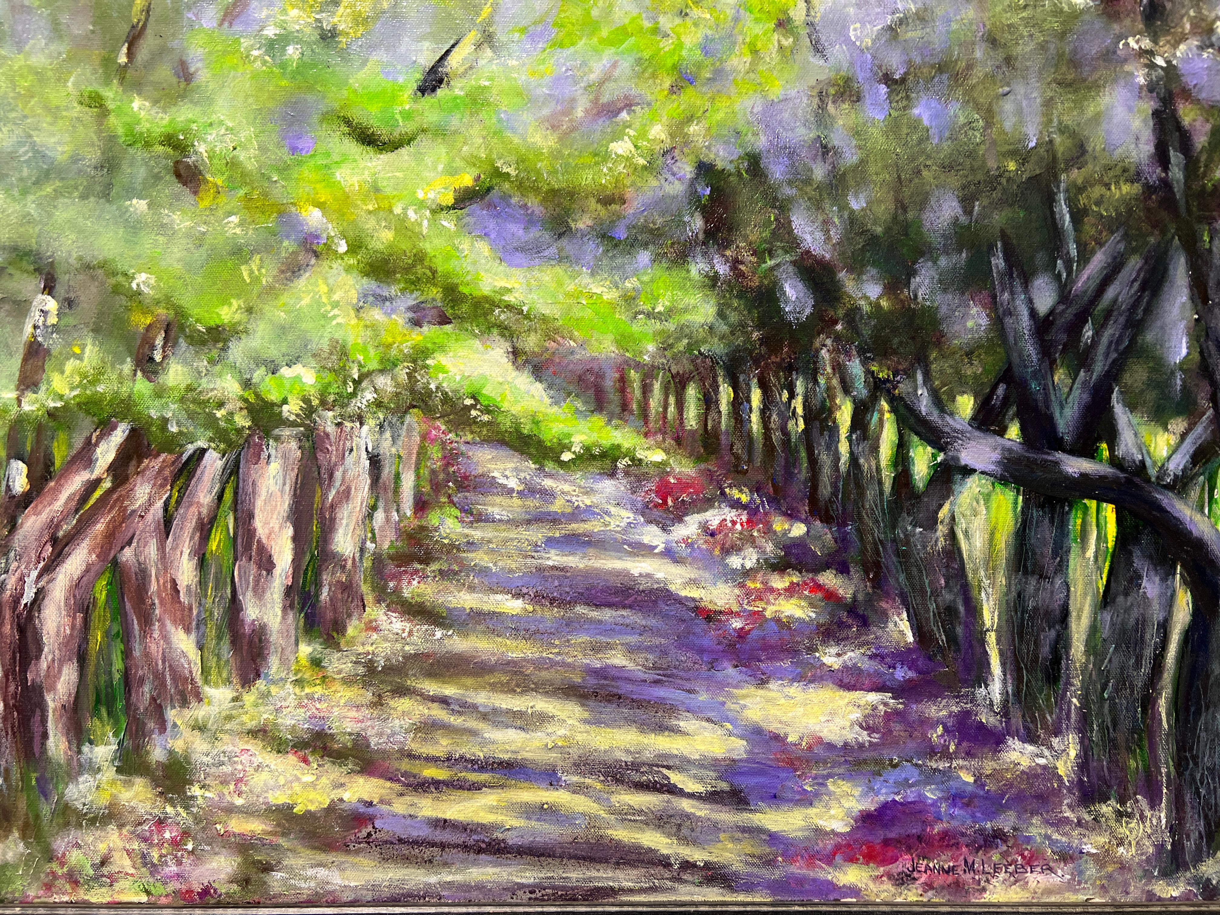 Jeanne M.Leeber Pittura ad olio originale su tela, Paesaggio 