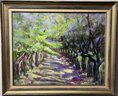 Jeanne M.Leeber Pittura ad olio originale su tela, Paesaggio "Un sentiero ombroso".