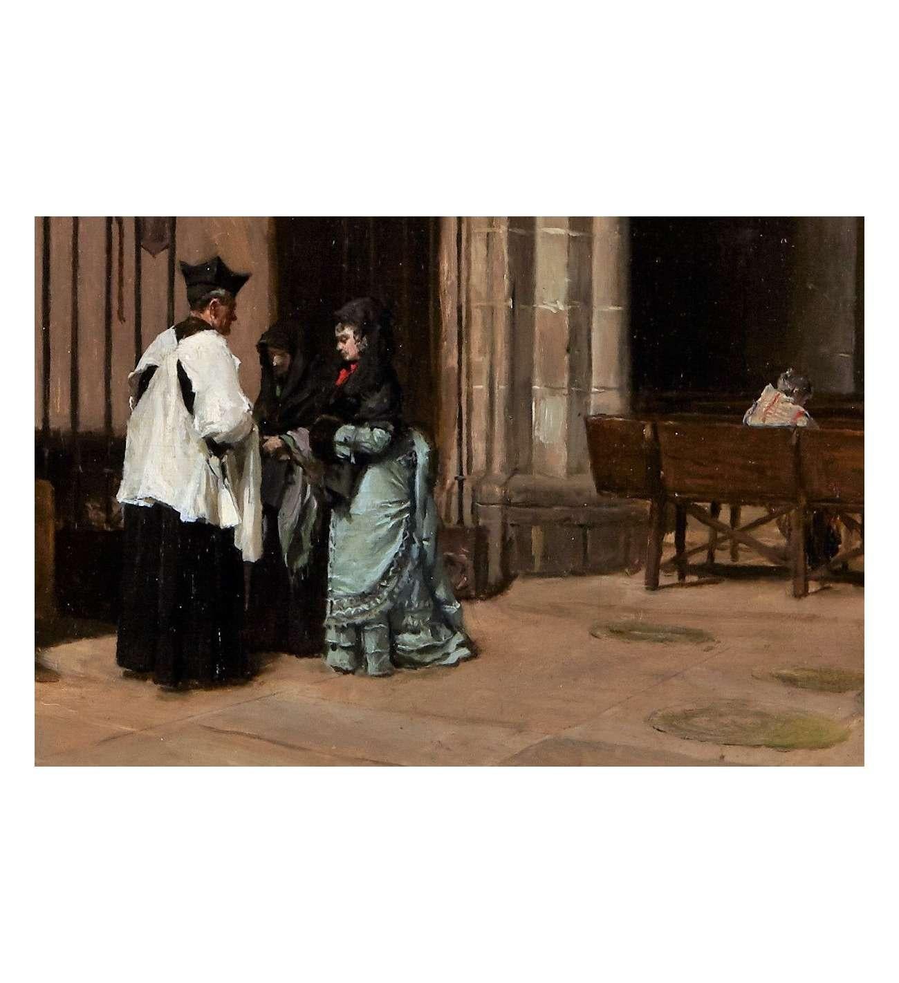 L'intérieur de l'église -  Mélida Y Alinari Enrique - Académique Painting par Mélida y Alinari Enrique