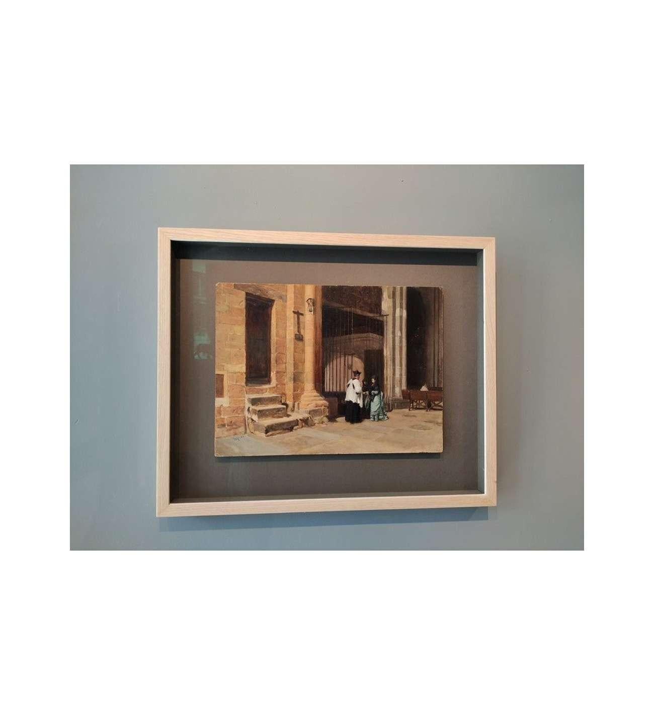 Mélida Y Alinari Enrique (1838 - 1892) Intérieur d'une église Huile sur panneau - Académique Painting par Mélida y Alinari Enrique