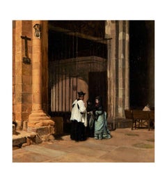 Mélida Y Alinari Enrique (1838 - 1892) Interior Of A Church Oil On Panel