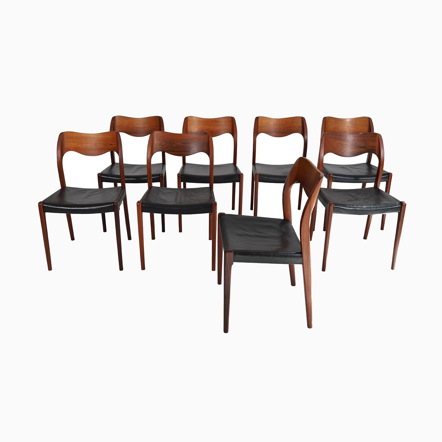 XX secolo Sedie da pranzo Møller 71, Palissandro, Set di 8 in vendita