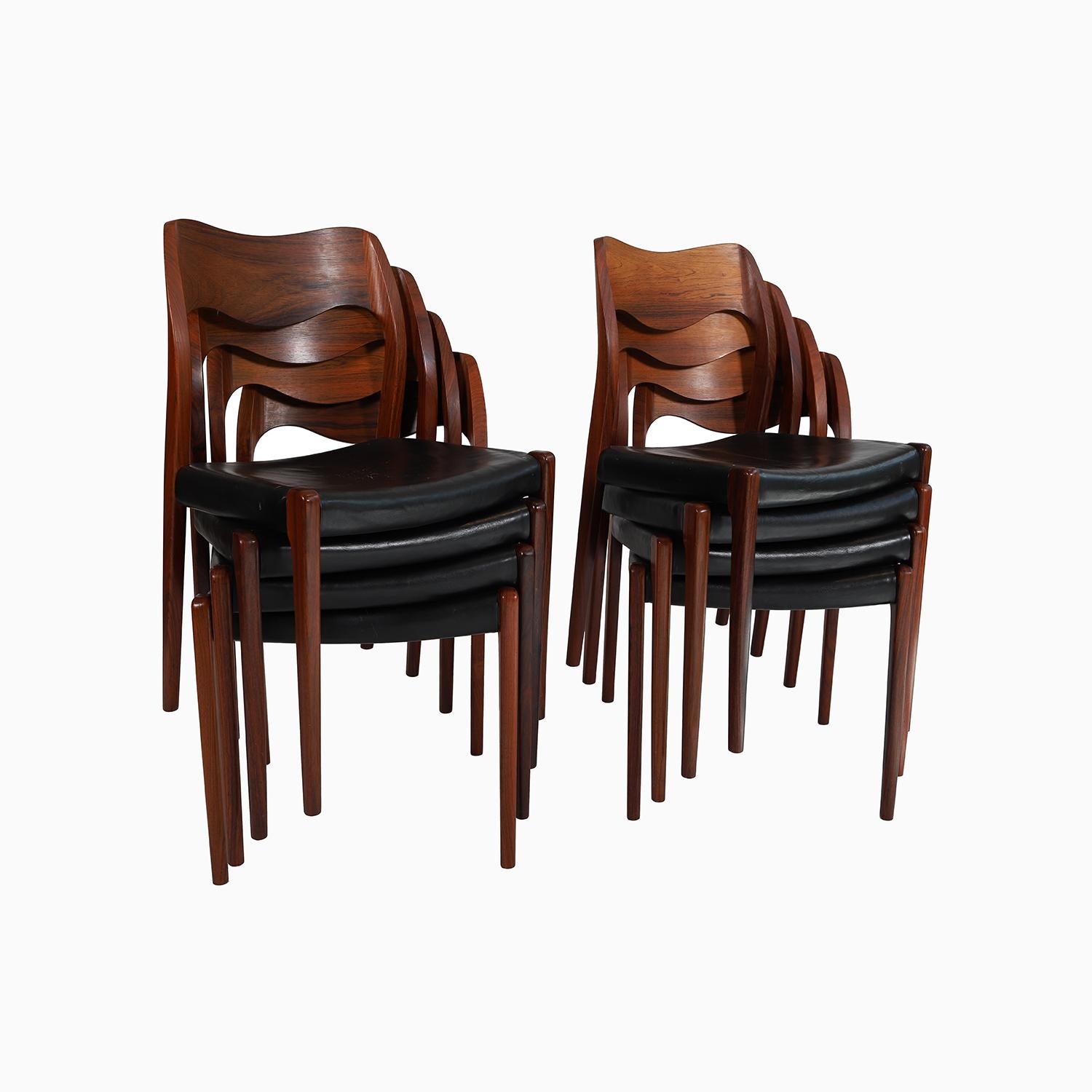 Sedie da pranzo Møller 71, Palissandro, Set di 8 in vendita 2