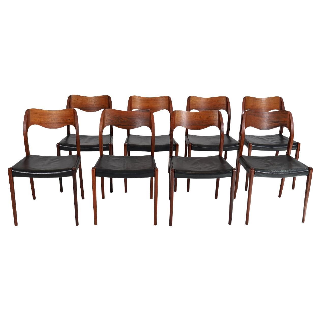 Sedie da pranzo Møller 71, Palissandro, Set di 8