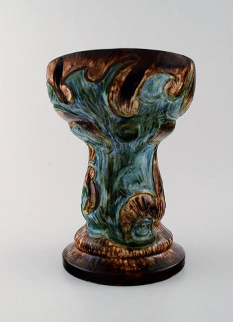 Danish Møller & Bøgely, Art Nouveau Large Ceramic Vase of Glazed Ceramics, circa 1920s For Sale