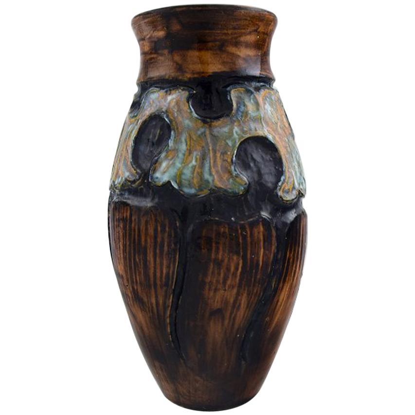 Møller & Bøgely, Art Nouveau Large Ceramic Vase of Glazed Ceramics For Sale