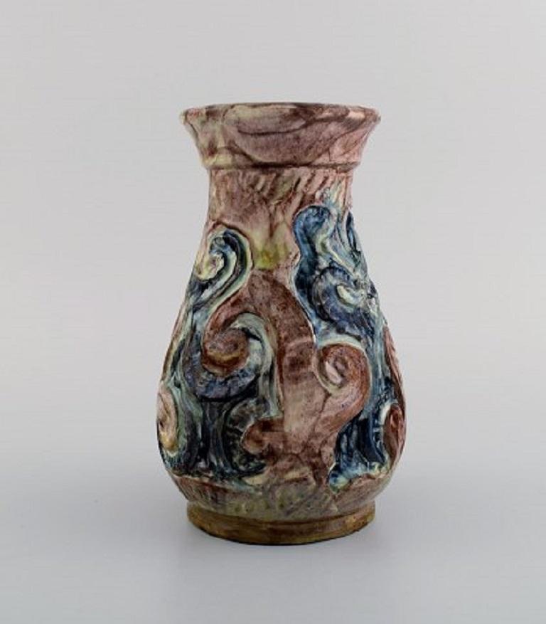Danish Møller & Bøgely, Art Nouveau Vase in Glazed Ceramics, 1917-1920