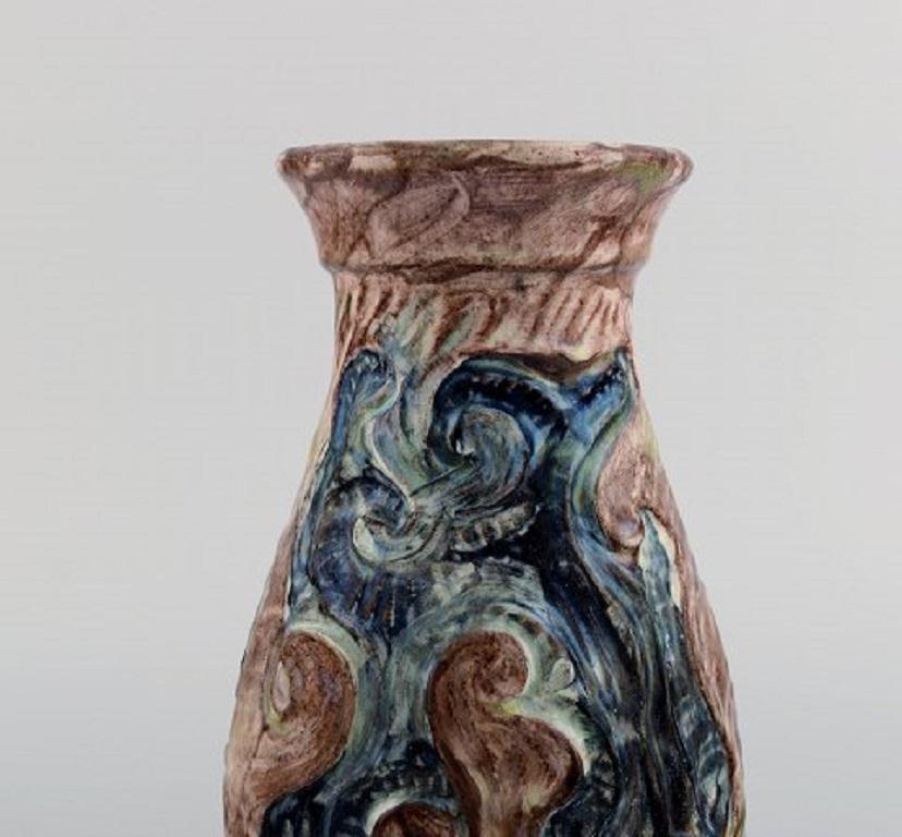 Early 20th Century Møller & Bøgely, Art Nouveau Vase in Glazed Ceramics, 1917-1920