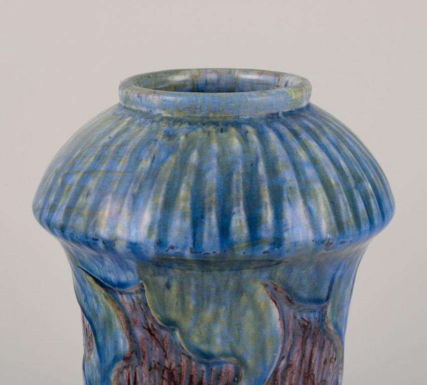 Danish Møller & Bøgely, Denmark. Art Nouveau ceramic vase in the style of Bindesbøll For Sale