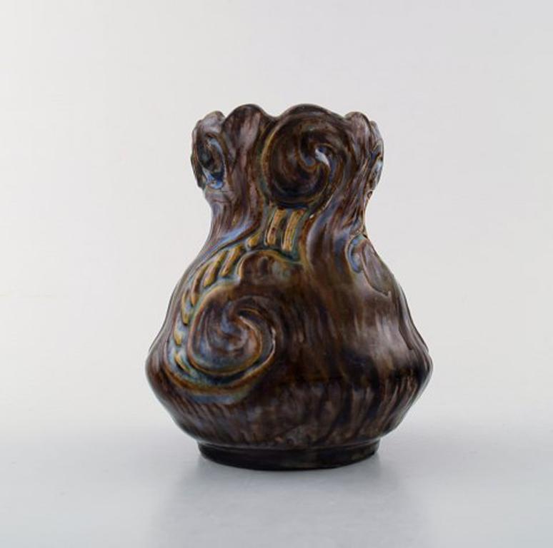 Danish Møller & Bøgely, Denmark, Art Nouveau Pottery Vase of Glazed Ceramics
