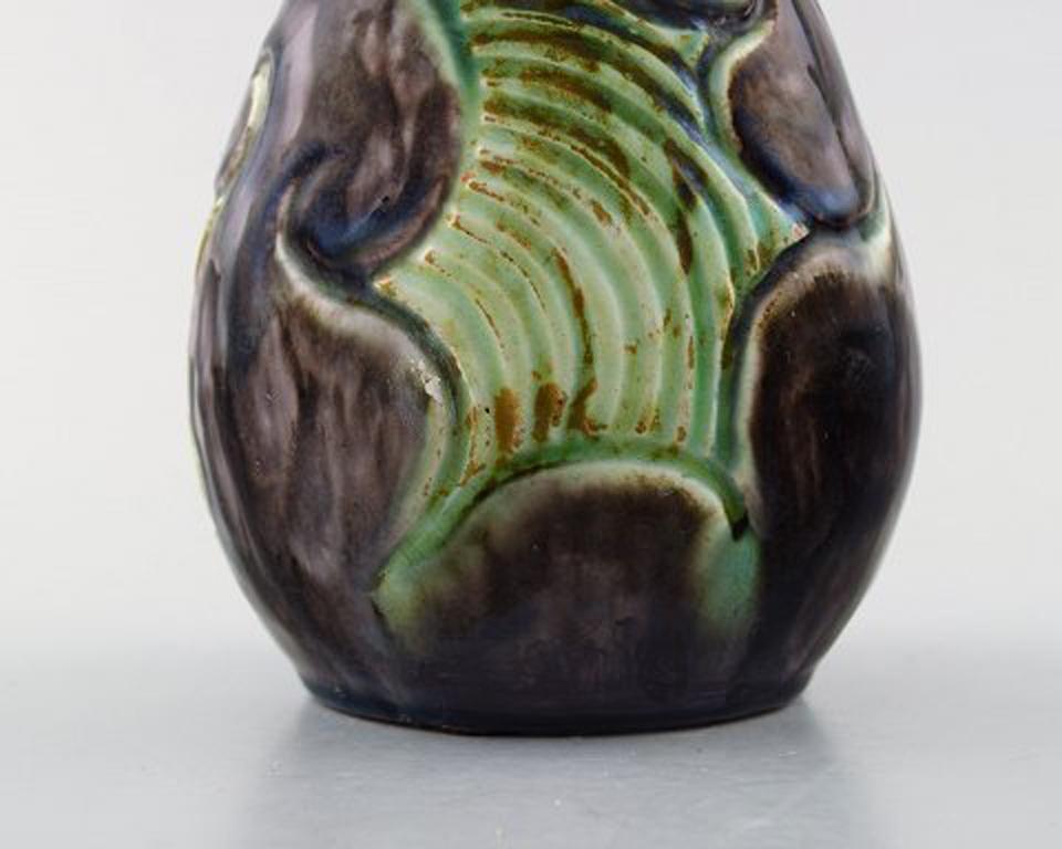 Early 20th Century Møller & Bøgely, Denmark, Art Nouveau Pottery Vase of Glazed Ceramics For Sale