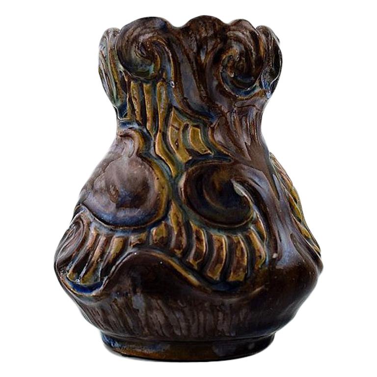 Møller & Bøgely, Denmark, Art Nouveau Pottery Vase of Glazed Ceramics For Sale