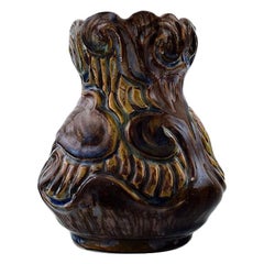 Møller & Bøgely, Denmark, Art Nouveau Pottery Vase of Glazed Ceramics