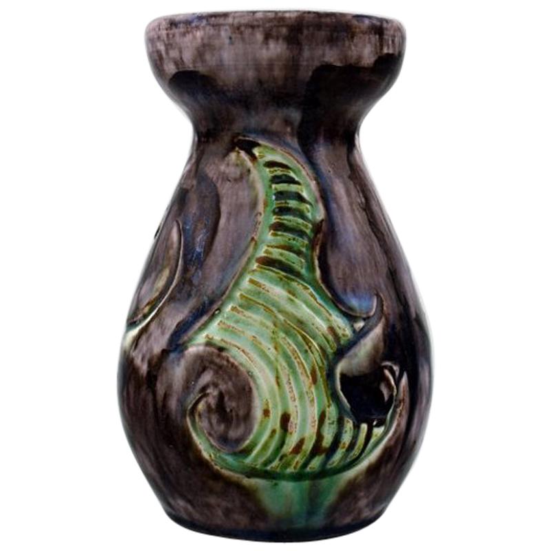 Møller & Bøgely, Denmark, Art Nouveau Pottery Vase of Glazed Ceramics For Sale