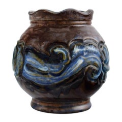 Antique Møller & Bøgely, Denmark, Art Nouveau Vase in Glazed Ceramics, 1917-1920
