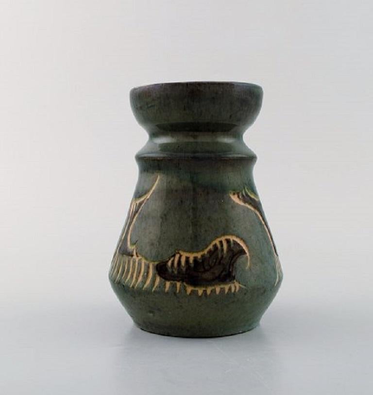 Danish Møller & Bøgely, Denmark, Art Nouveau Vase in Glazed Ceramics, circa 1920 For Sale