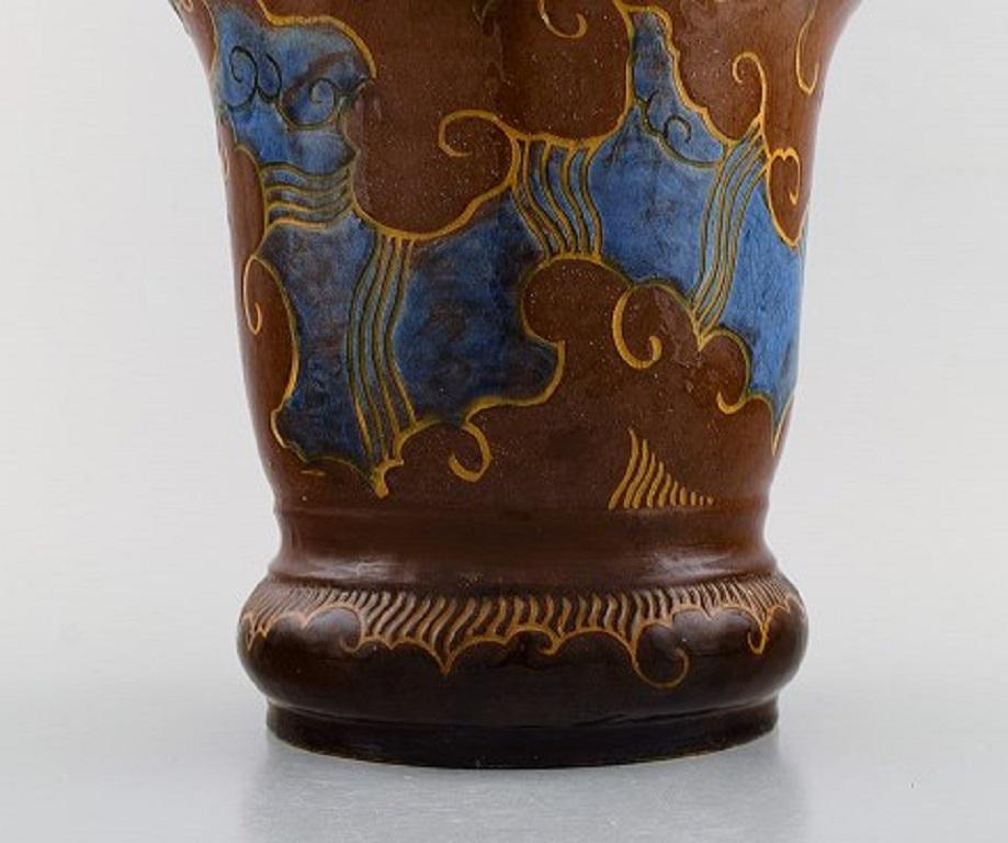 Danish Møller & Bøgely, Denmark, Large Art Nouveau Vase in Glazed Ceramics, circa 1920 For Sale
