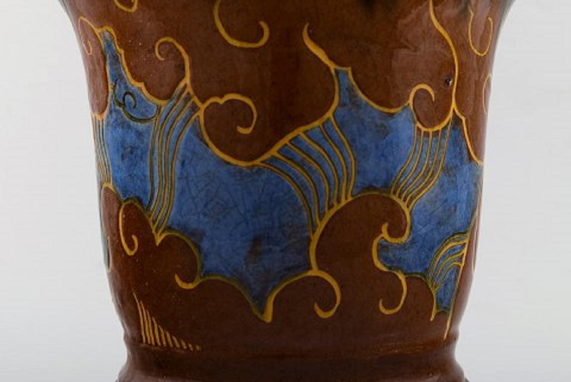 Møller & Bøgely, Denmark, Large Art Nouveau Vase in Glazed Ceramics, circa 1920 In Good Condition For Sale In Copenhagen, DK